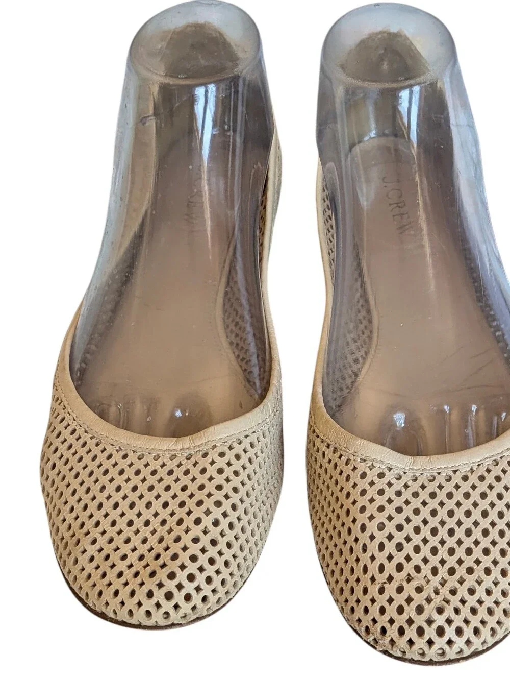 J. Crew Women’s Beige Perforated Ballet Flats Leather Italy 8 Business Casual